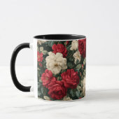 Klassiek rood roos wit bloemmotief mok (Links)