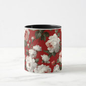 Klassiek Rood Roos Wit Bloemmotief Mok (Midden)