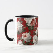 Klassiek Rood Roos Wit Bloemmotief Mok (Links)