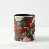 Klassiek rood roos wit bloemmotief mok (Midden)