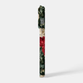 Klassiek rood roos wit bloempatroon iPhone hoesje (Linkerkant)