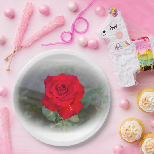 Klassiek rood rozenpapier Bord (Feest)