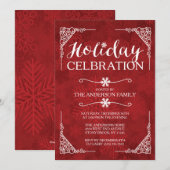 Klassiek Rood Sneeuwvlok Kerstfeest Feest Kaart (Voorkant / Achterkant)