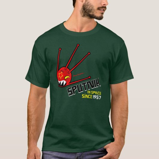 klassiek rood sputnik donker t-shirt  (Voorkant)