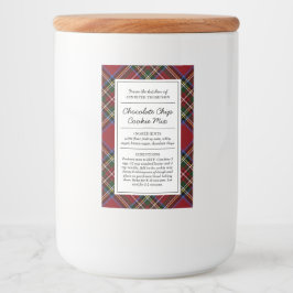 Klassiek Rood Tartan Vakantie Voedselcontainer Etiket