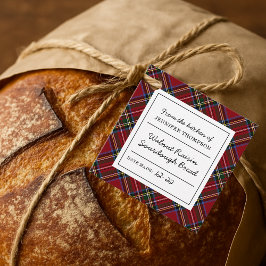 Klassiek rood tartan zelfgemaakt eten bedankjes labels
