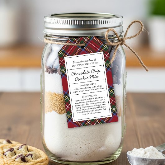 Klassiek Rood Tartan Zelfgemaakt Eten Cadeaulabel