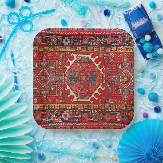 Klassiek rood Turks Perzisch Oosters tapijt   Papieren Bordje (Feest)