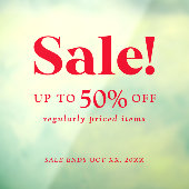 Klassiek rood uitverkoopbord voor detailhandel raamsticker (Vel 3)