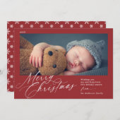 Klassiek rood | Vrolijk Kerstfeest Horizontaal 1 f Feestdagenkaart (Voorkant / Achterkant)