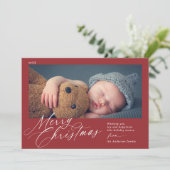 Klassiek rood | Vrolijk Kerstfeest Horizontaal 1 f Feestdagenkaart (Staand voorkant)