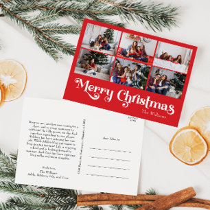 Klassiek rood vrolijk kerstjaar in Review 6 Foto Feestdagenkaart