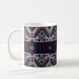 Klassiek Rood Wit Blauw Nordic Fair Isle Brei Koffiemok