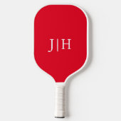 Klassiek Rood/Wit Eenvoudig Monogram Minimalistisc Pickleball Paddle (Achterkant)