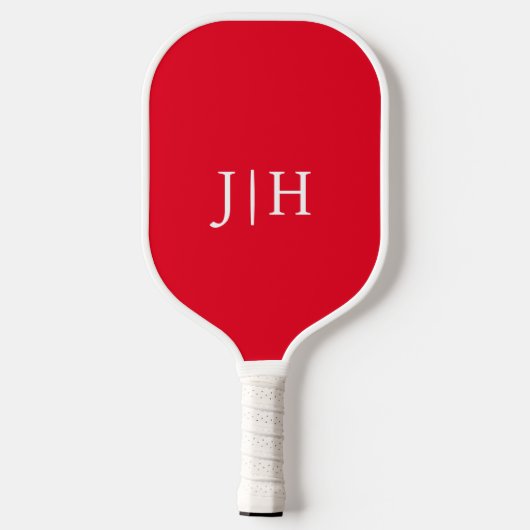 Klassiek Rood/Wit Eenvoudig Monogram Minimalistisc Pickleball Paddle (Achterkant)