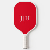 Klassiek Rood/Wit Eenvoudig Monogram Minimalistisc Pickleball Paddle (Voorkant)