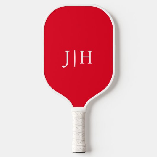 Klassiek Rood/Wit Eenvoudig Monogram Minimalistisc Pickleball Paddle (Voorkant)