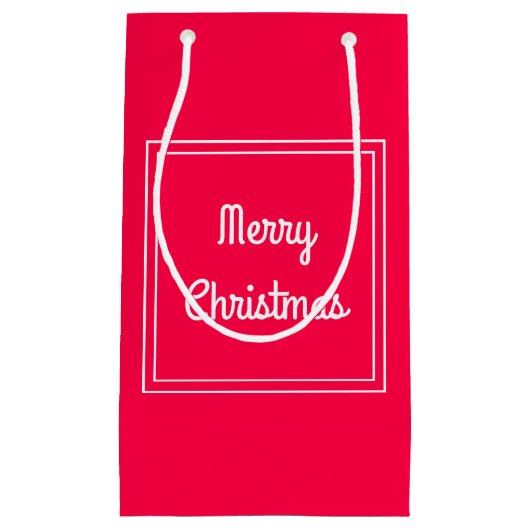 Klassiek rood wit elegant kerstscript klein cadeauzakje (Voorkant)