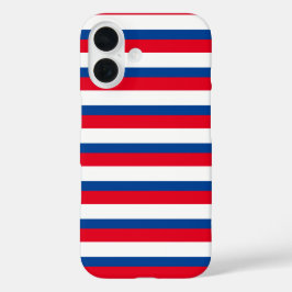 Klassiek rood, wit en blauw gestreept iPhone 16 hoesje
