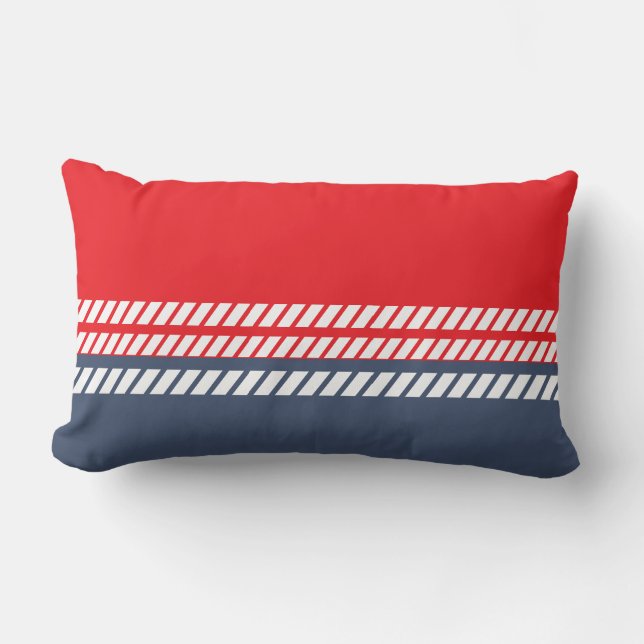 Klassiek Rood Wit en Blauw met Strepen Kussen (Voorkant)