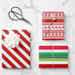 Klassiek rood wit en groen kerstCollectie Inpakpapier Vel