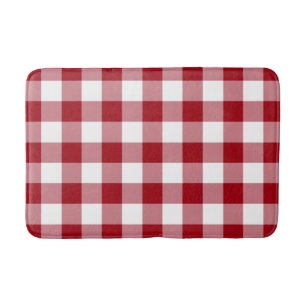 Klassiek rood-wit geruit gingham patroon badmat