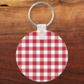 Klassiek rood-wit geruit gingham patroon sleutelhanger (Voorkant)