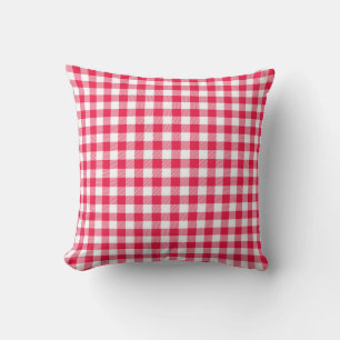 Klassiek rood-wit geruit patroon rustiek kussen