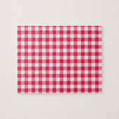 Klassiek rood-wit geruit patroon rustiek legpuzzel (Horizontaal)