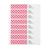 Klassiek rood-wit geruit patroon rustiek omwikkelbaar adreslabel (Vel)