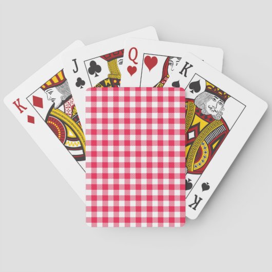 Klassiek rood-wit geruit patroon rustiek speelkaarten (Achterkant)
