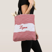 Klassiek rood-wit geruit | Persoonlijke naam Tote Bag (Dichtbij)