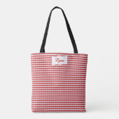 Klassiek rood-wit geruit | Persoonlijke naam Tote Bag (Achterkant)