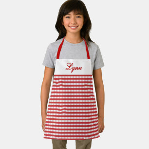 Klassiek Rood & Wit Gingham Gepersonaliseerde Na Schort