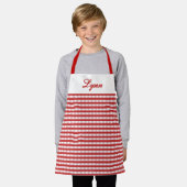 Klassiek Rood & Wit Gingham | Gepersonaliseerde Na Schort (Gedragen)