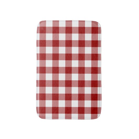 Klassiek rood wit gingham geruite patroon badmat (Voorkant Verticaal)