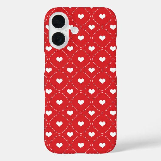 Klassiek Rood Wit Hart Geometrisch Raster Case-Mate iPhone Case (Achterkant)