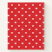 Klassiek Rood Wit Hart Geometrisch Raster Notitieboek (Achterkant)