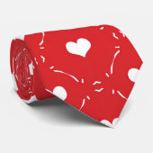 Klassiek Rood Wit Hart Geometrisch Raster Stropdas (Opgerold)