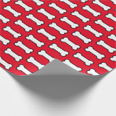 Klassiek Rood & Wit Hondenbot Patroon Cadeaupapier (Hoek)