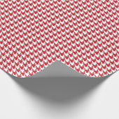 Klassiek rood-wit houndstoothpatroon cadeaupapier (Hoek)