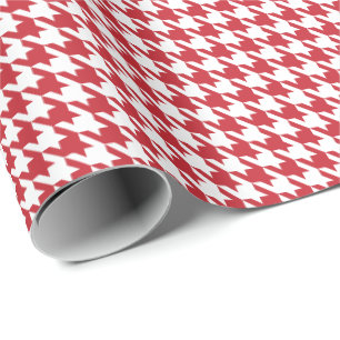 Klassiek rood-wit houndstoothpatroon cadeaupapier