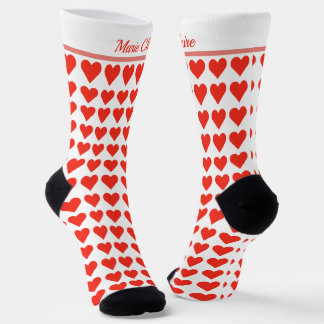 Klassiek Rood Wit Kleine Hartjes Aangepaste Naam S Sokken