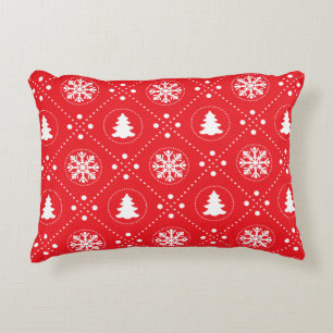 Klassiek rood wit snowflake kerstboomontwerp accent kussen