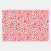 Klassiek rood wit vrolijk kerstbloesem lint inpakpapier vel (Voorkant)