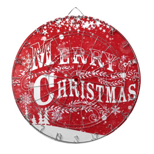 Klassiek Rood Wit Vrolijk Kerstfeest Dartbord (Voorkant)