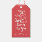 Klassiek Rood Wit Vrolijk Kerstfeest Gelukkig Nieu Cadeaulabel (Voorkant)