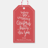 Klassiek Rood Wit Vrolijk Kerstfeest Gelukkig Nieu Cadeaulabel (Achterkant)