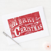 Klassiek Rood Wit Vrolijk Kerstfeest Rechthoekige Sticker (Envelop)