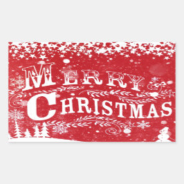 Klassiek Rood Wit Vrolijk Kerstfeest Rechthoekige Sticker